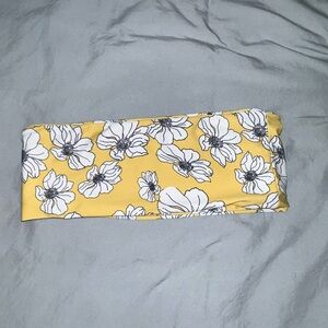 Yellow floral bandeau bikini top